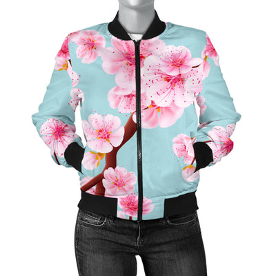 Cherry Blossom Pattern Print Design CB04 Women Bomber Jacket