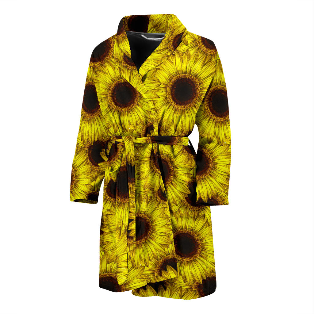 Sunflower Pattern Print Design SF011 Men Bathrobe