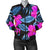 Neon Pink Hibiscus Pattern Print Design HB015 Women Bomber Jacket