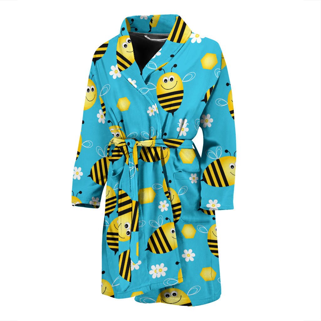 Bee Pattern Print Design BEE06 Men Bathrobe