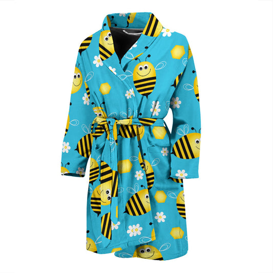 Bee Pattern Print Design BEE06 Men Bathrobe