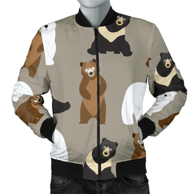 Bear Pattern Print Design BE03 Men Bomber Jacket