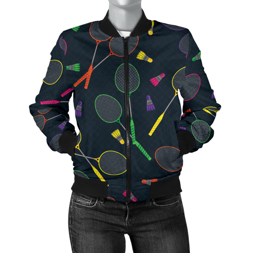 Badminton Pattern Print Design 04 Women's Bomber Jacket