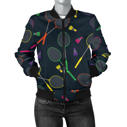 Badminton Pattern Print Design 04 Women's Bomber Jacket