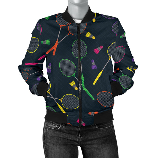Badminton Pattern Print Design 04 Women's Bomber Jacket