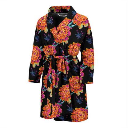 Marigold Pattern Print Design MR04 Men Bathrobe