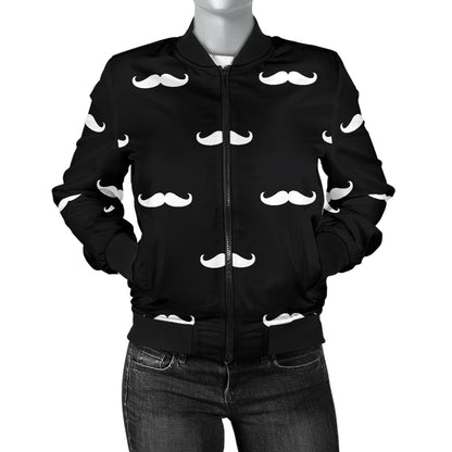 Mustache Pattern Print Design A04 Women's Bomber Jacket