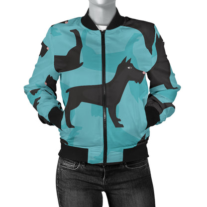 Schnauzers Pattern Print Design A01 Women's Bomber Jacket