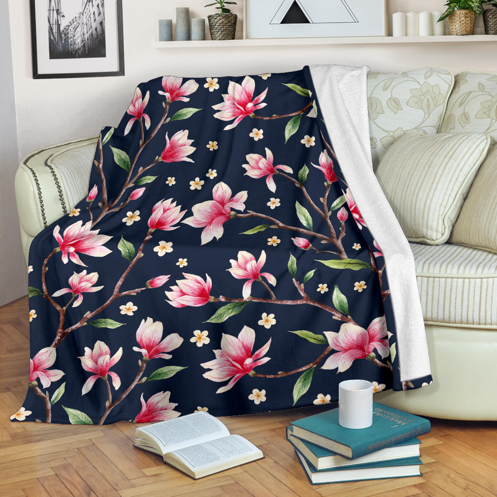 Magnolia Pattern Print Design MAG09 Fleece Blanket