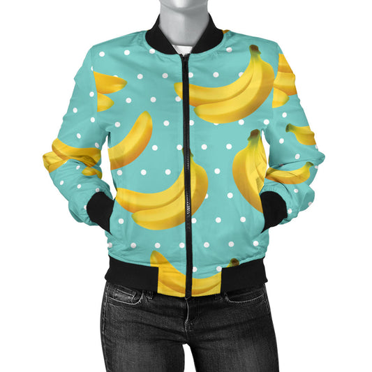 Banana Pattern Print Design BA02 Women Bomber Jacket