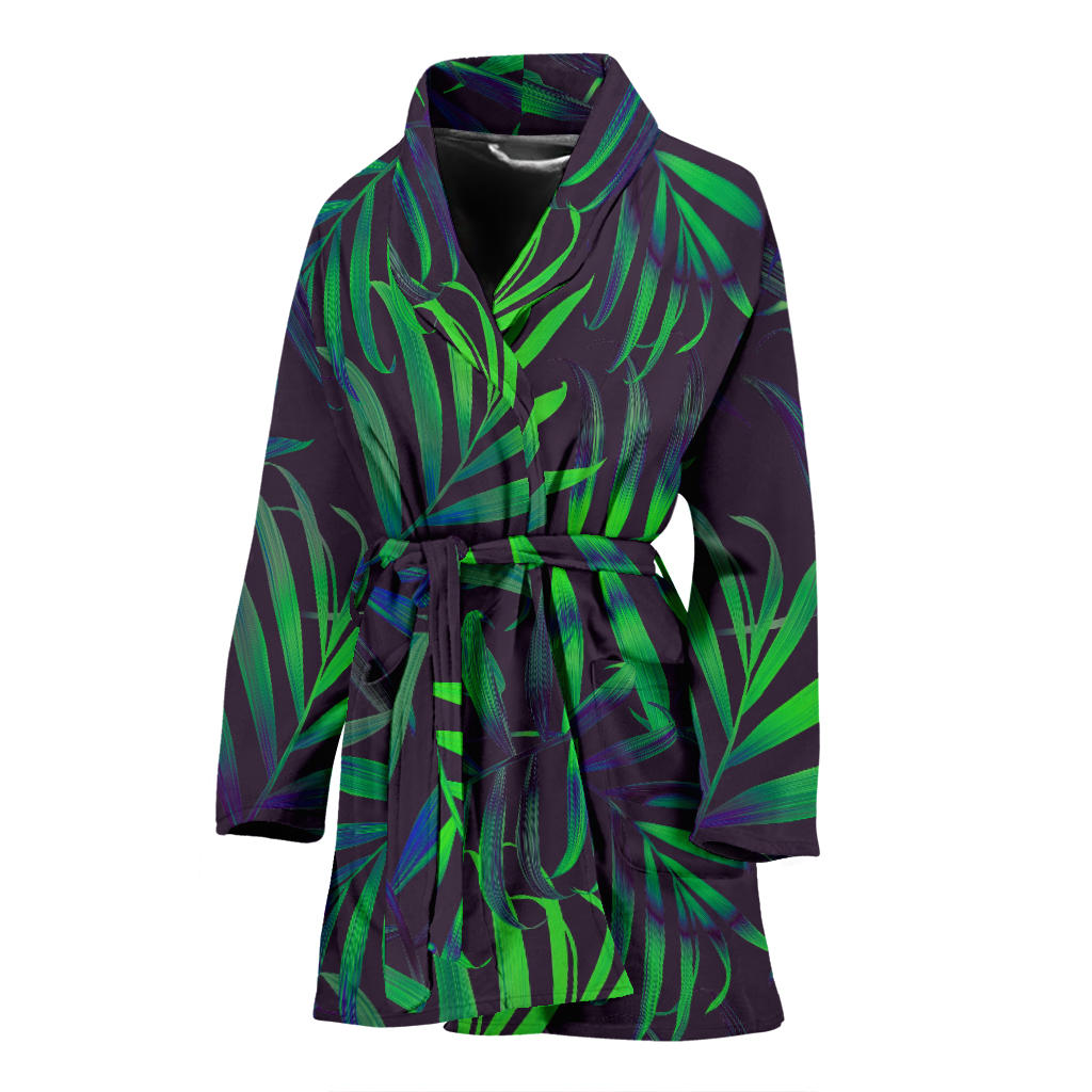 Palm Leaves Pattern Print Design PL01 Women Bathrobe