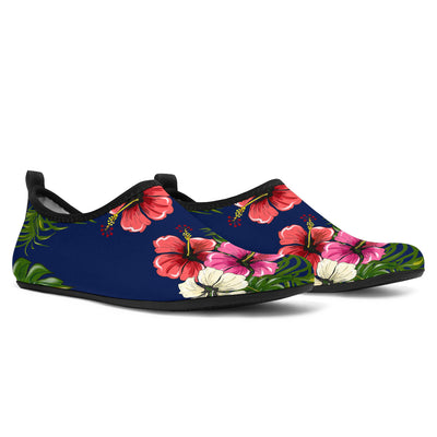 Hibiscus Pattern Print Design HB028 Aqua Water Shoes