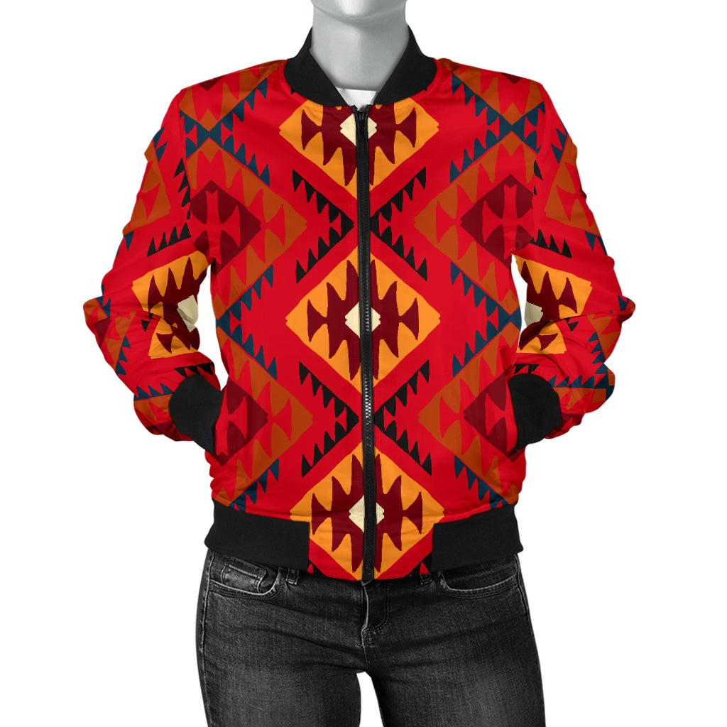 Aztec Pattern Print Design 06 Women's Bomber Jacket