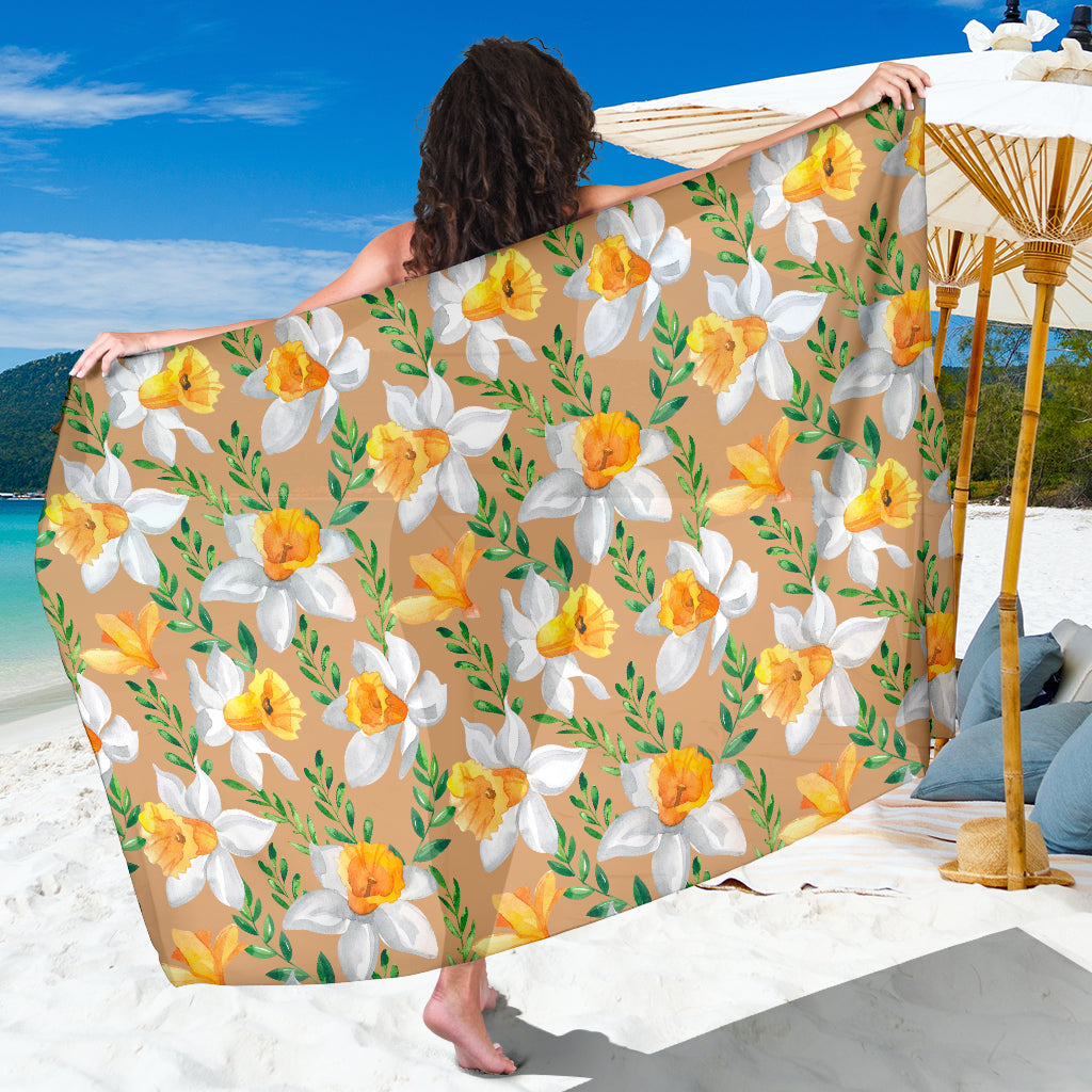 Daffodils Pattern Print Design DF04 Sarong Pareo Wrap