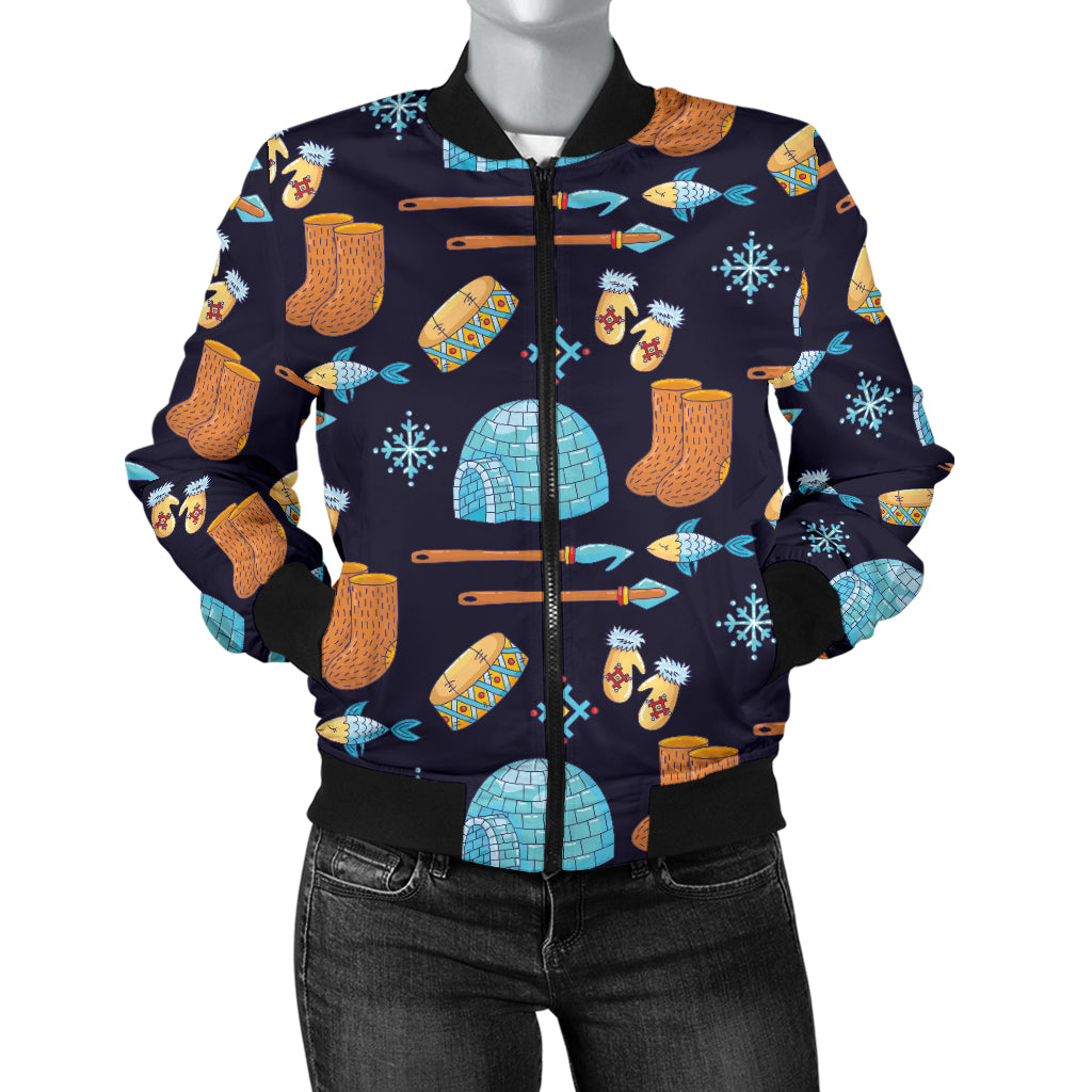 Eskimo Pattern Print Design 02 Women's Bomber Jacket