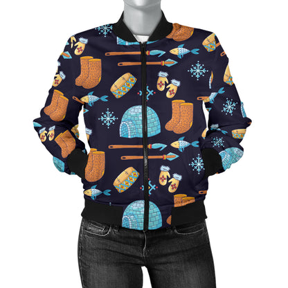 Eskimo Pattern Print Design 02 Women's Bomber Jacket