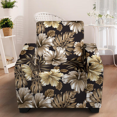 Brown Hibiscus Tropical Armchair Slipcover