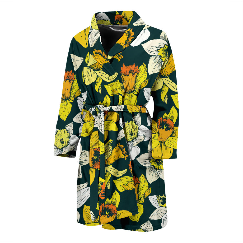Daffodils Pattern Print Design DF02 Men Bathrobe