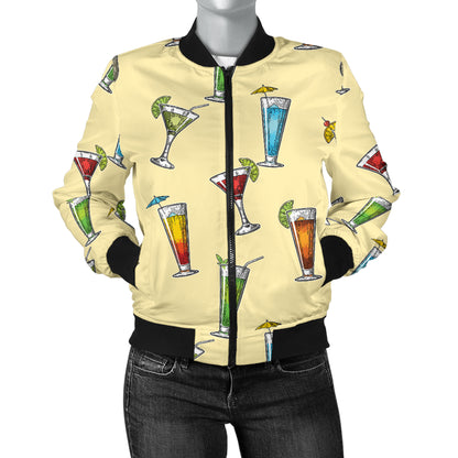 Cocktail Pattern Print Design 02 Women's Bomber Jacket