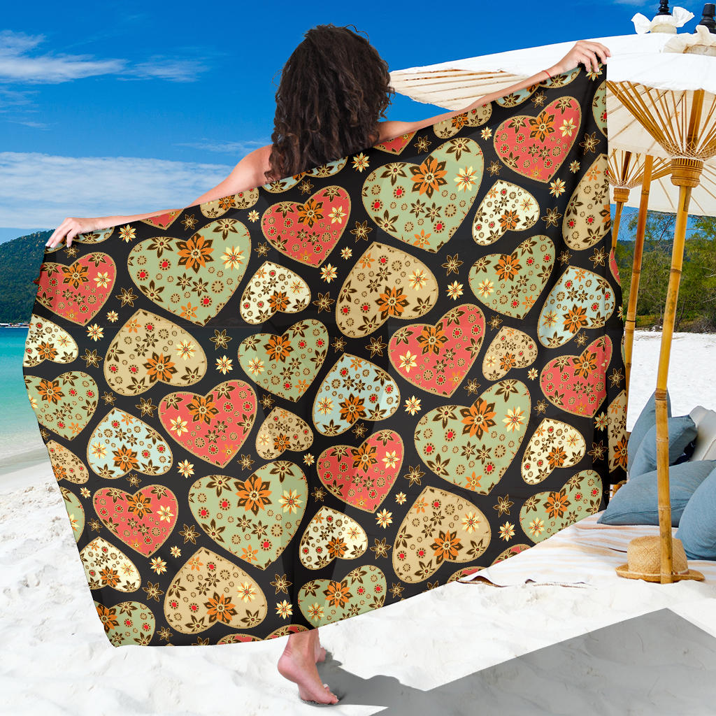 Heart Boho Pattern Print Design HE04 Sarong Pareo Wrap