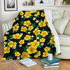 Yellow Hibiscus Pattern Print Design HB08 Fleece Blanket