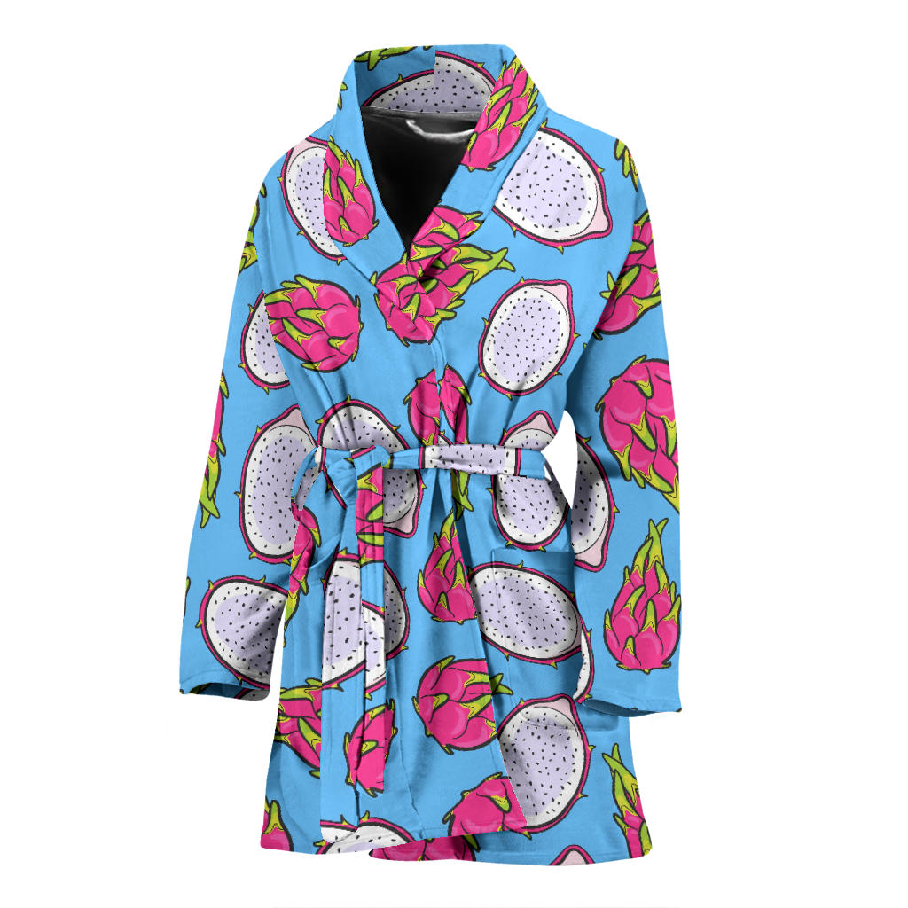 Dragonfruit Pattern Print Design DF04 Women Bathrobe