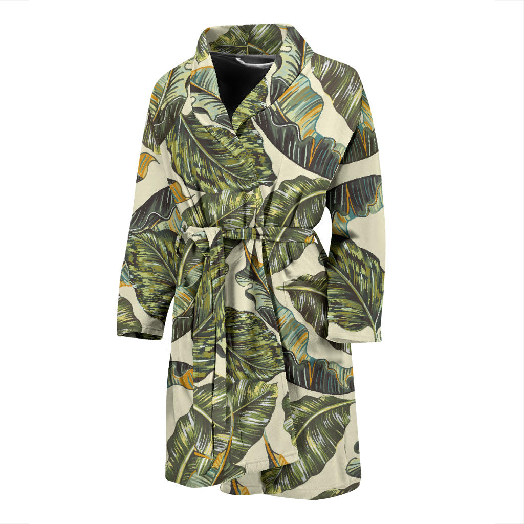 Banana Leaf Pattern Print Design BL08 Men Bathrobe