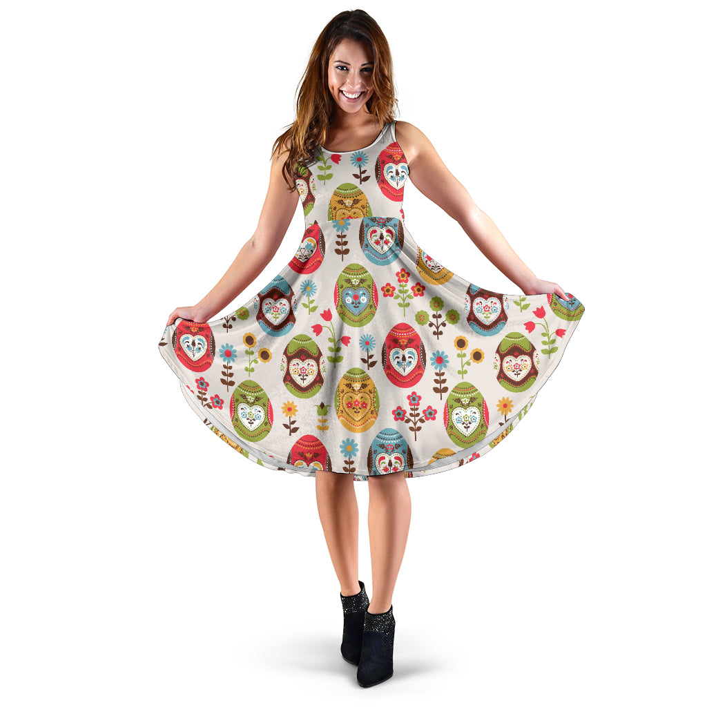 Easter Eggs Pattern Print Design RB011 Midi Dress