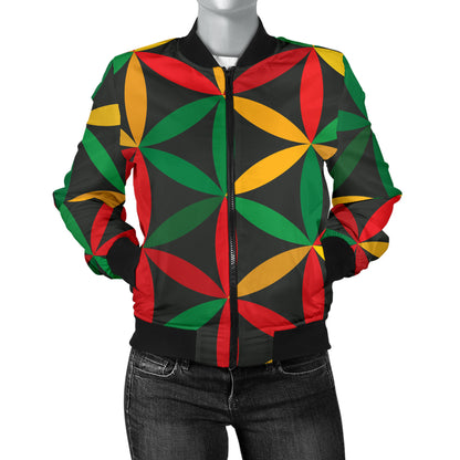 Rasta Pattern Print Design A04 Women's Bomber Jacket