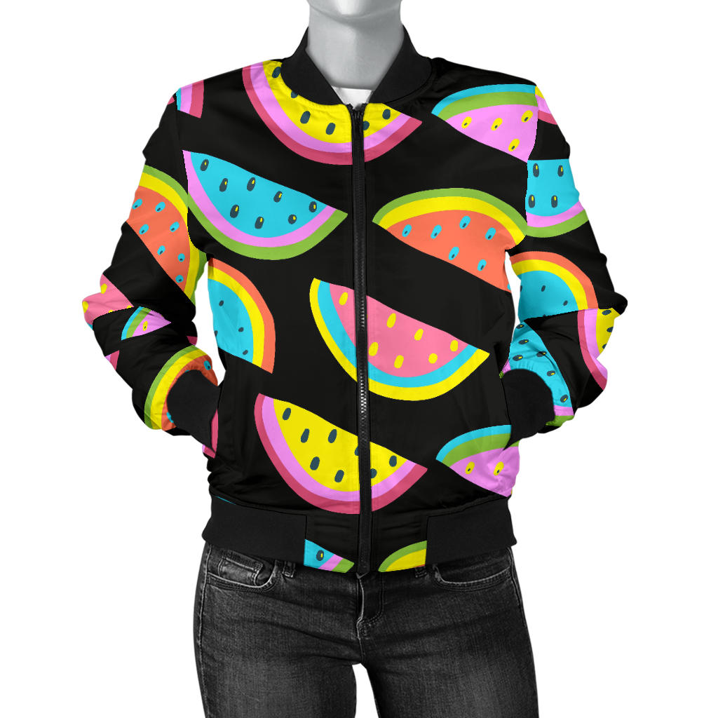 Watermelon Pattern Print Design WM08 Women Bomber Jacket