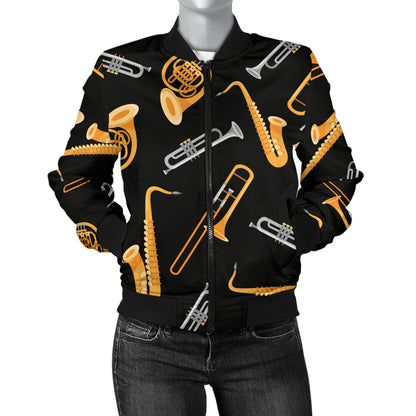 Jazz Pattern Print Design 01 Women's Bomber Jacket