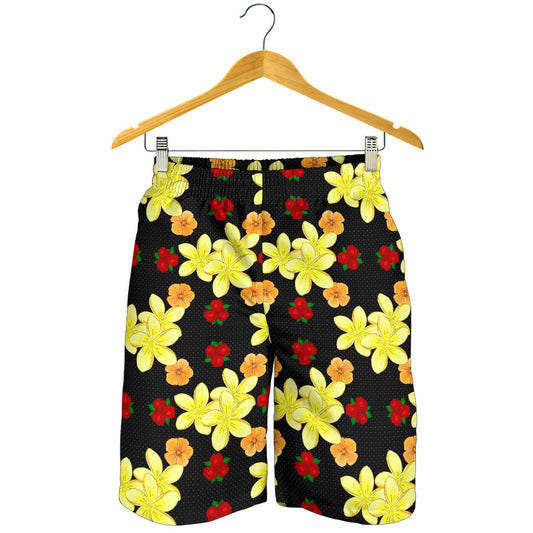 Yellow Plumeria Pattern Print Design PM04 Mens Shorts