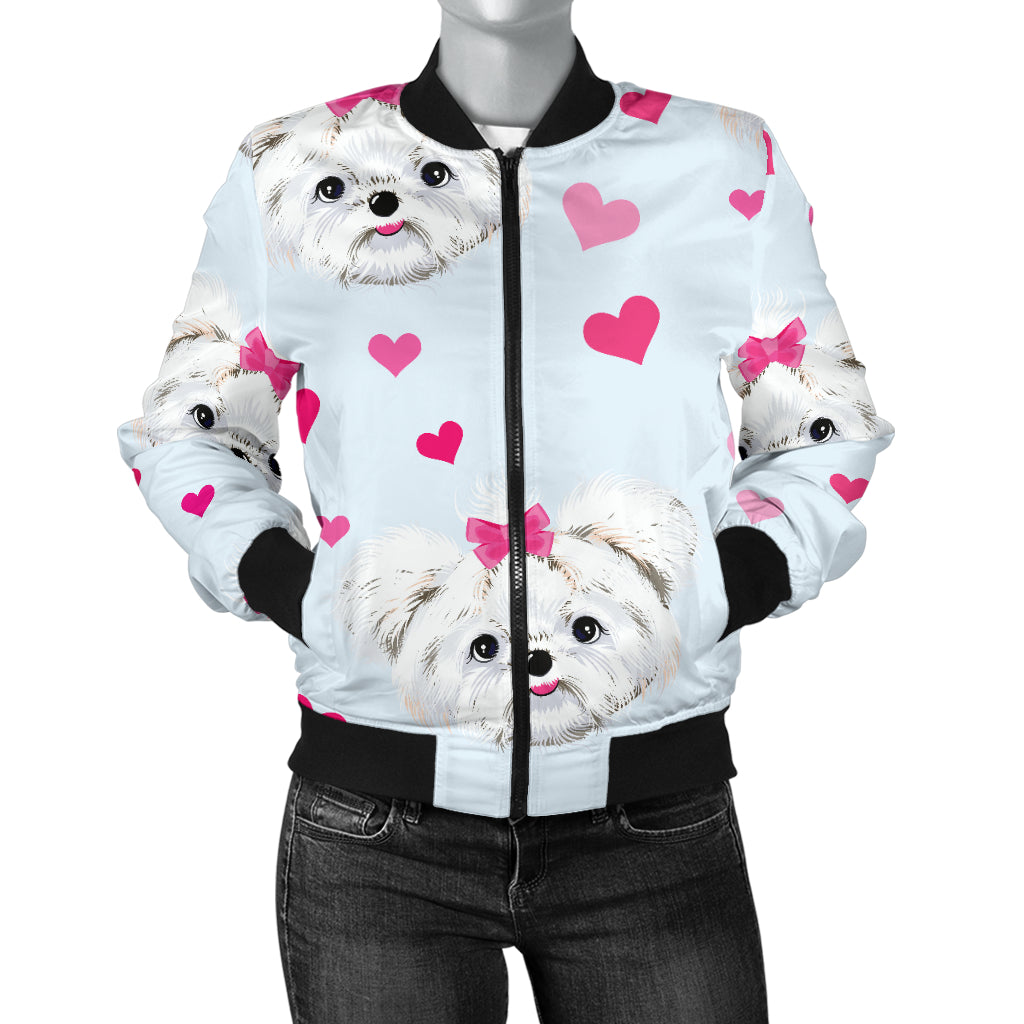 Maltese Pattern Print Design 03 Women's Bomber Jacket
