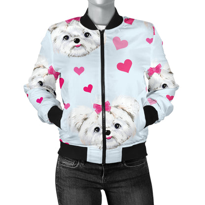 Maltese Pattern Print Design 03 Women's Bomber Jacket