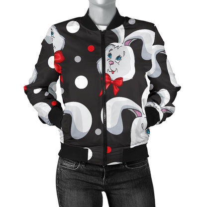 Rabbit Pattern Print Design RB012 Women Bomber Jacket