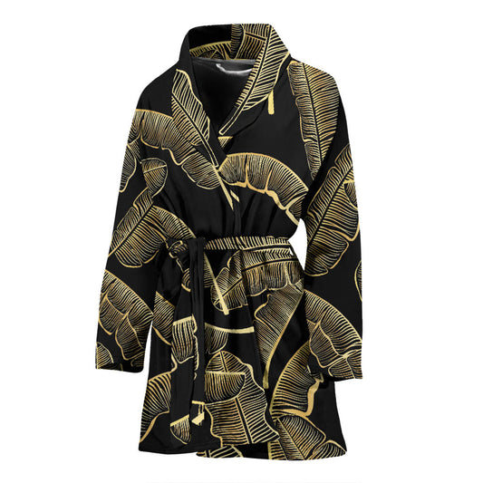 Banana Leaf Pattern Print Design BL07 Women Bathrobe