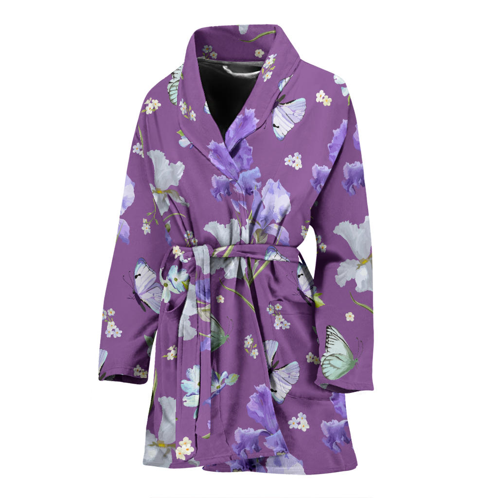 Iris Pattern Print Design IR09 Women Bathrobe