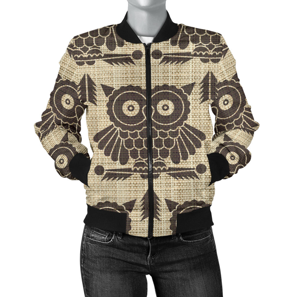 Owl Pattern Print Design A01 Women's Bomber Jacket