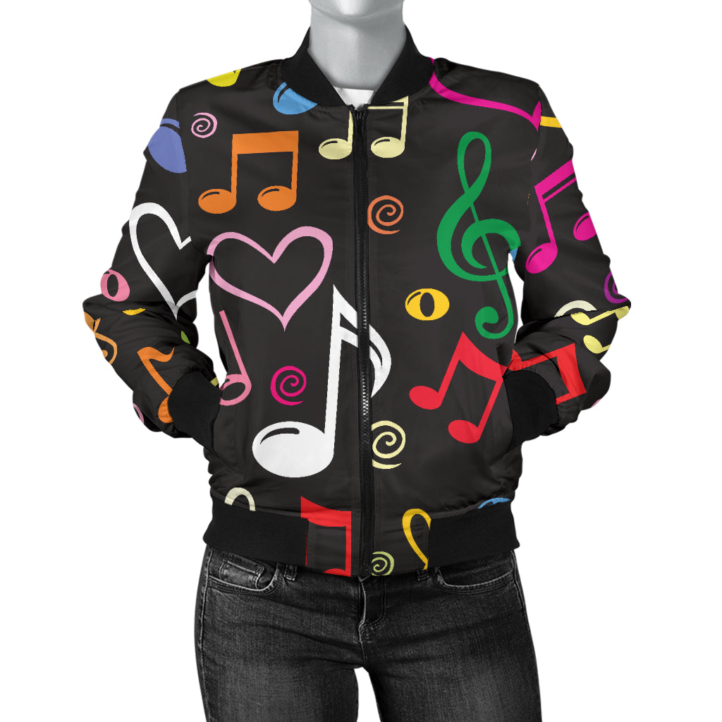 Music note Pattern Print Design A01 Women's Bomber Jacket