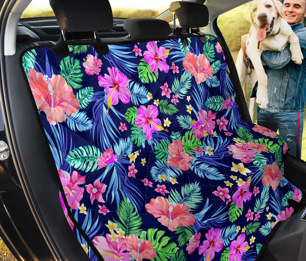 Neon Hibiscus Pattern Print Design HB016 Rear Dog  Seat Cover