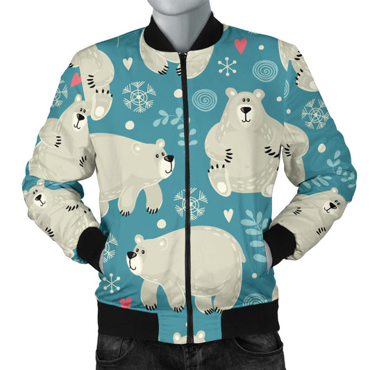 Bear Pattern Print Design BE04 Men Bomber Jacket