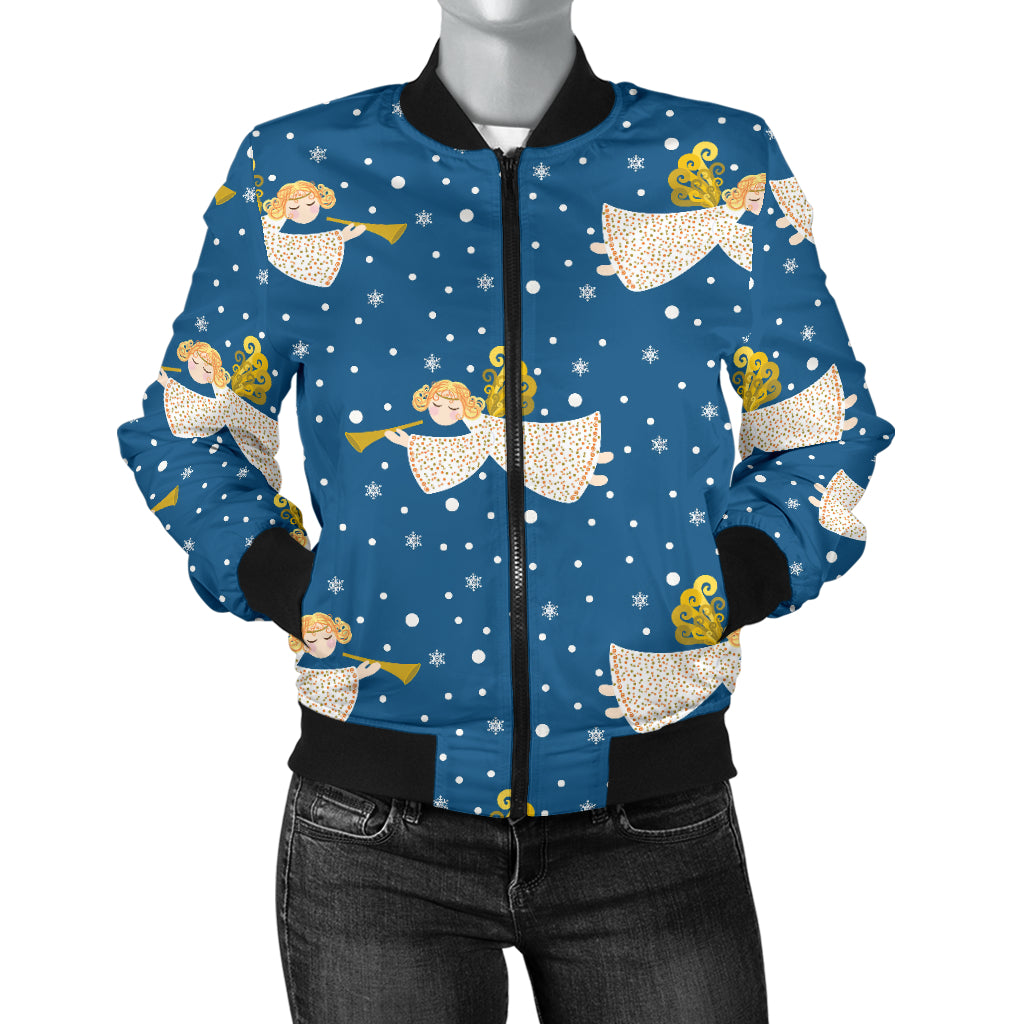 Angel Pattern Print Design 08 Women's Bomber Jacket