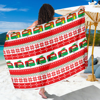 Camper Camping Ugly Christmas Design Print Sarong Pareo Wrap