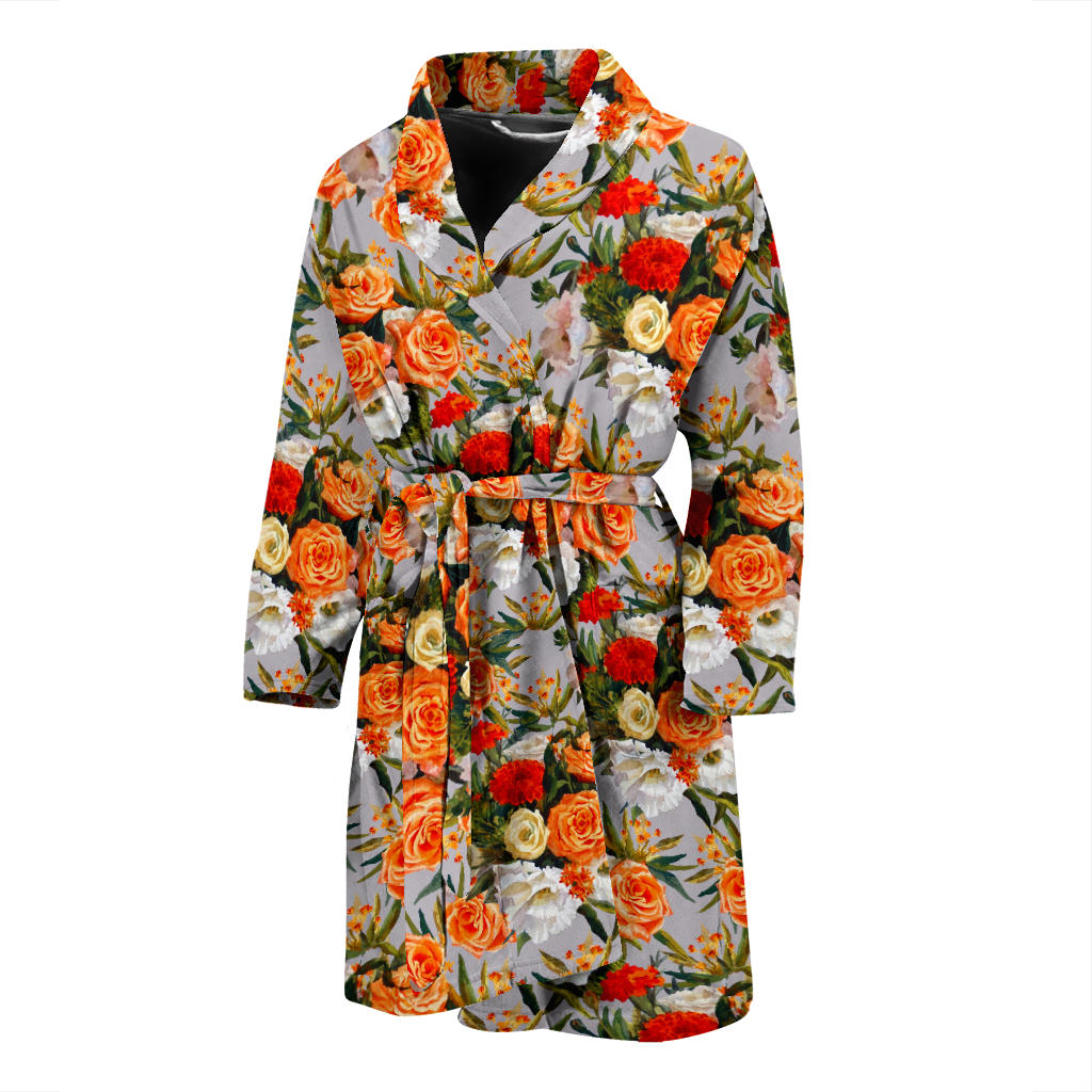 Lisianthus Pattern Print Design LT04 Men Bathrobe