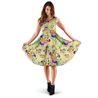Iris Pattern Print Design IR06 Midi Dress