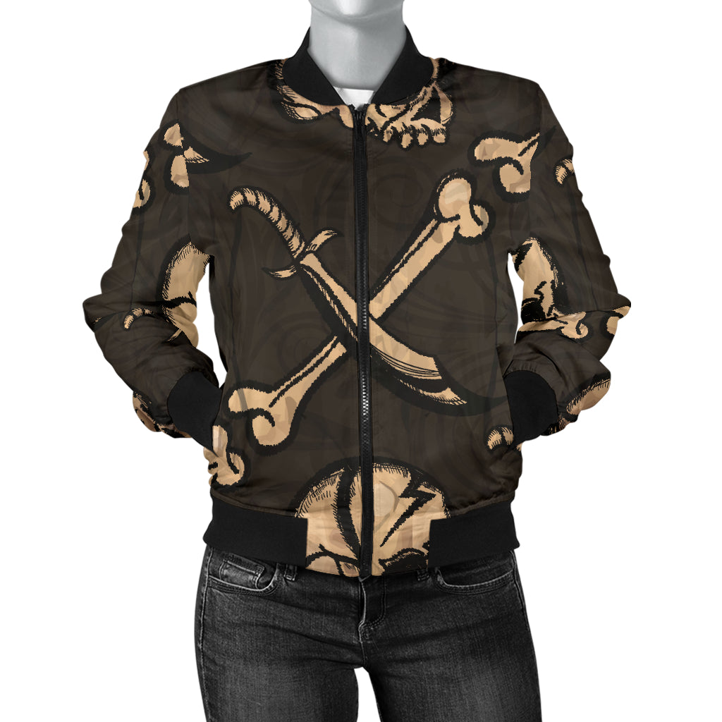 Pirate Pattern Print Design A03 Women's Bomber Jacket