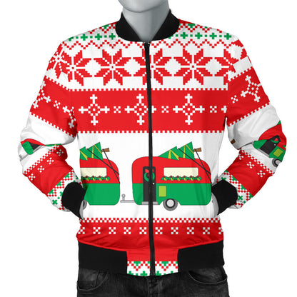 Camper Camping Ugly Christmas Design Print Men Bomber Jacket