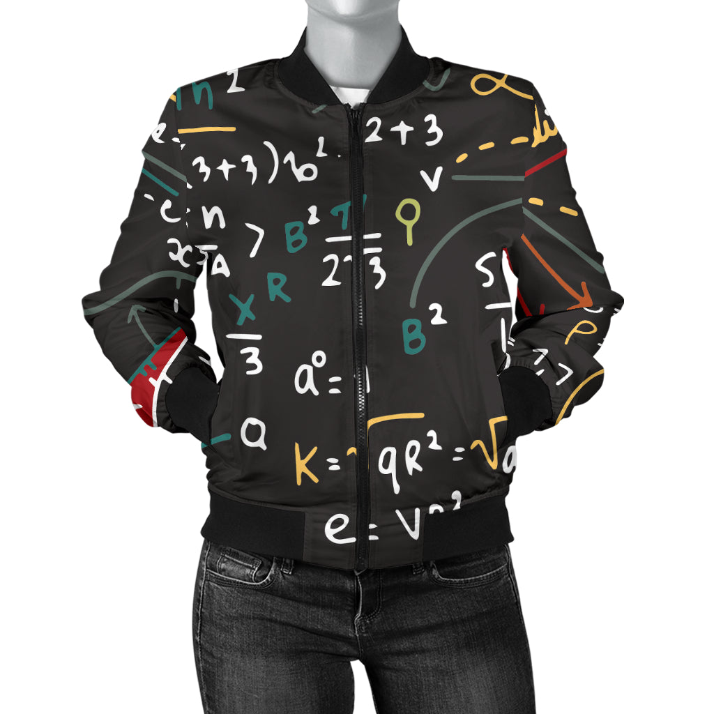Math Pattern Print Design 04 Women's Bomber Jacket