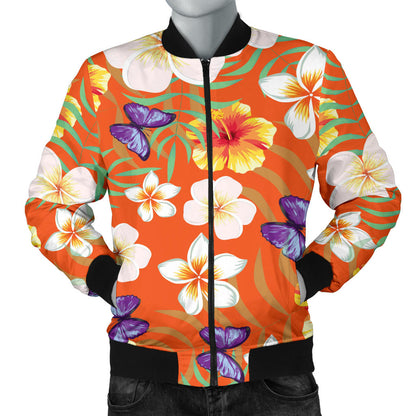 Tropical Flower Pattern Print Design TF027 Men Bomber Jacket