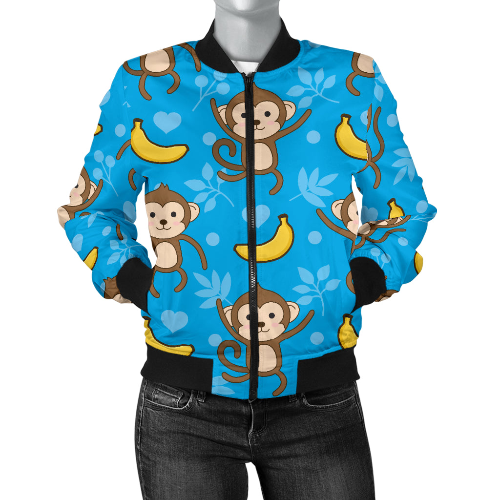 Monkey Pattern Print Design 05 Women's Bomber Jacket